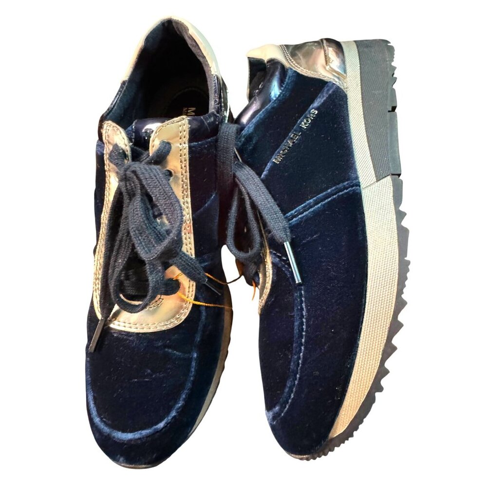 Michael Kors Royal Blue Velvet Tennis Shoe Size 7.5 NWOB